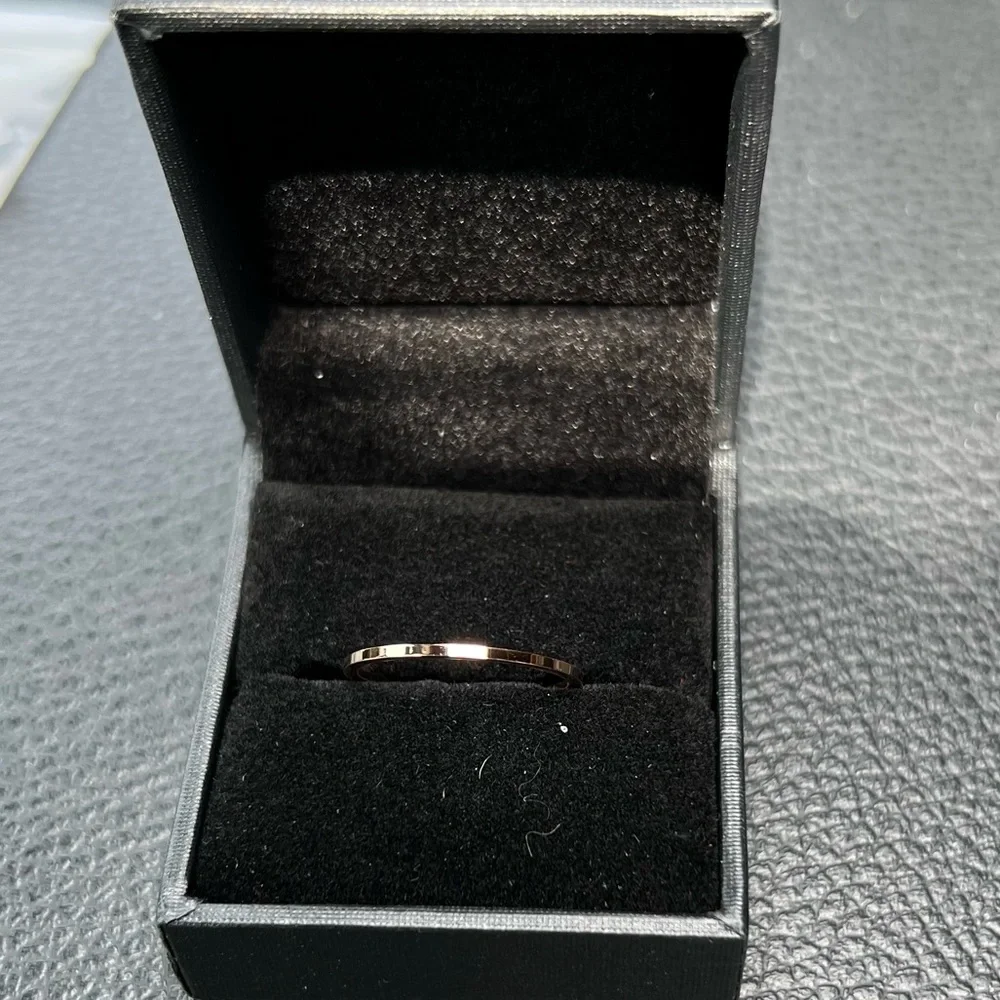 Rose Gold Unisex Gender Neutral Wedding Engagement Promise Ring Band Minimalist